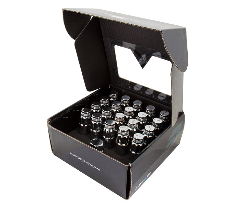 NRG 700 Series M12 X 1.25 Steel Lug Nut w/Dust Cap Cover Set 21 Pc w/Locks & Lock Socket - Silver