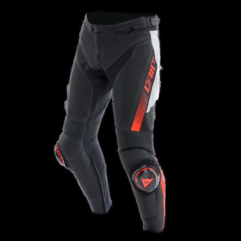 Dainese Super Speed Perforated Leather Pants Black/White/Red-Fluorescent Size - 50