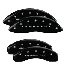 Load image into Gallery viewer, MGP 4 Caliper Covers Engraved Front &amp; Rear With out stripes/Durango Black finish silver ch