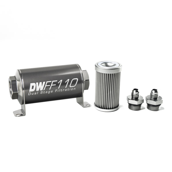 DeatschWerks 6AN 10 Micron Universal Inline Fuel Filter Kit - Stainless Steel (110mm)