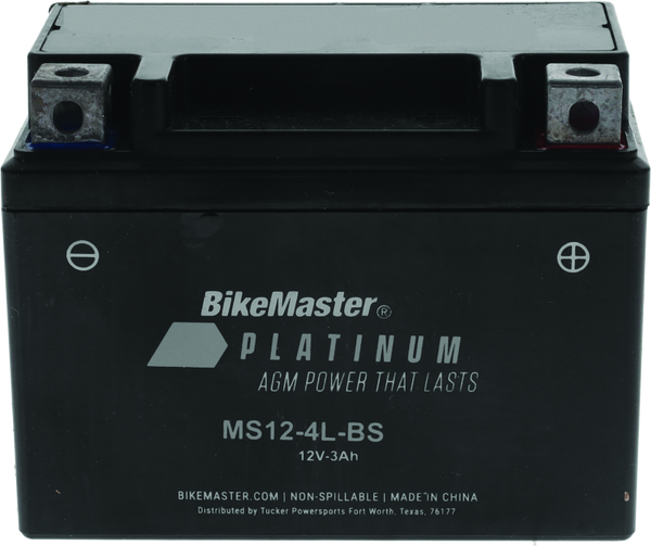 BikeMaster MS12-4L-BS AGM Motorcycle Battery  Maintenance Free