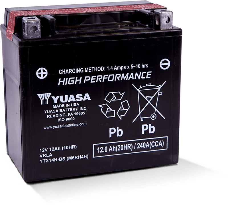 Yuasa YTX14H-BS High Performance AGM 12-Volt Battery w/Bottle