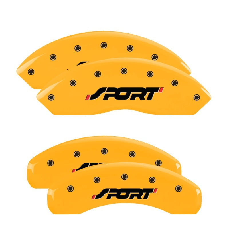 MGP 4 Caliper Covers Engraved Front & Rear SPORT Yellow finish black ch