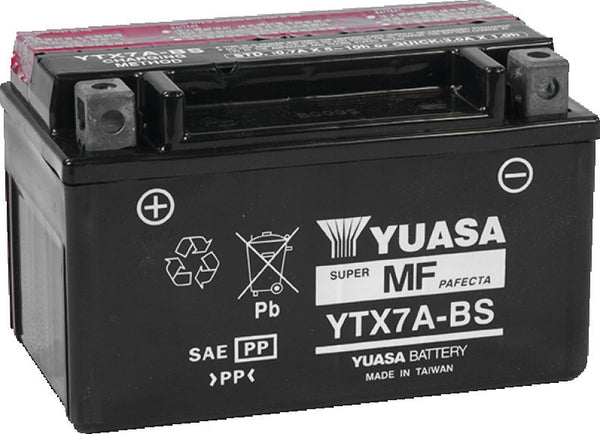 Yuasa YTX7A-BS Maintenance Free AGM 12-Volt Battery w/Bottle
