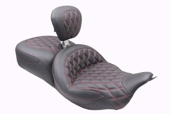 Mustang 08-25 Harley FL Touring Rd King Sp, Rd Glide Ltd, Dble Diamond ST Backrest - Black/AB