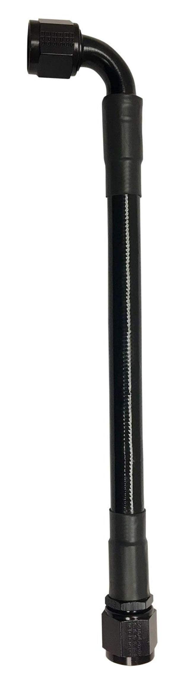 Fragola -6AN Black PTFE Hose Assembly - 20in, Straight x 90 Degree