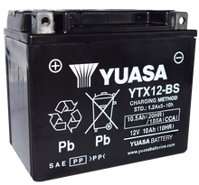 Load image into Gallery viewer, Yuasa YTX12-BS Maintenance Free AGM 12-Volt Battery w/Bottle