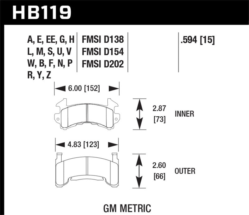 Hawk DTC-80 76-88 Chevy Camaro Rear Race Brake Pads