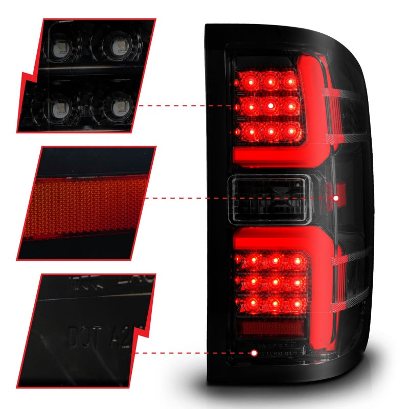 ANZO 15-19 Chevrolet Silverado 2500 HD/3500 HD LED Taillight w/ Sequential Black Housing/Smoke Lens