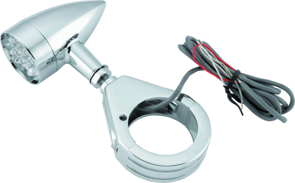 Bikers Choice Chrome Mini LED Turn Signals w/ 41mm Clamp (Universal)