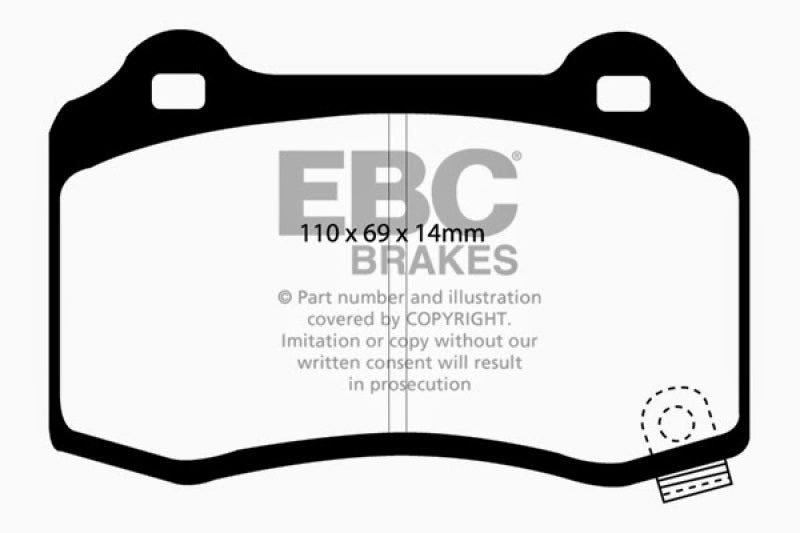 EBC 15+ Cadillac CTS 3.6 Twin Turbo Redstuff Rear Brake Pads