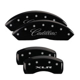 MGP 4 Caliper Covers Engraved Front Cursive/Cadillac Engraved Rear XLR Black finish silver ch