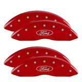 MGP 4 Caliper Covers Engraved Front & Rear Oval logo/Ford Red finish silver ch