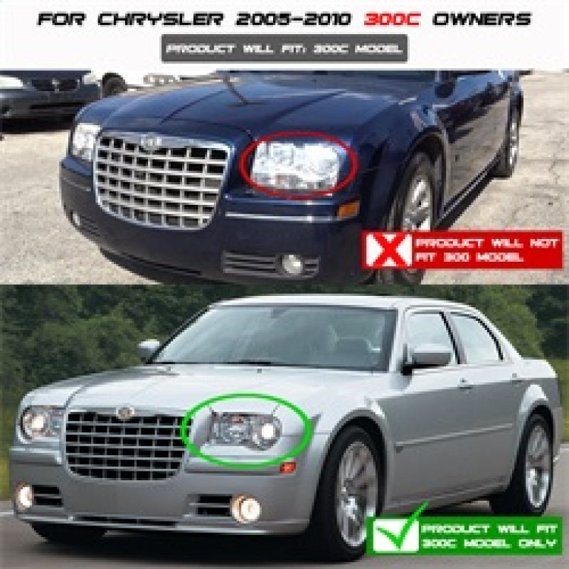 Spyder Chrysler 300C 05-10 Projector Headlights LED Halo LED Smke (Not Included) PRO-YD-C300C-HL-SM