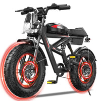 WO18 Electric Bike Dual Motor 2000W 34MPH Speed 48V 25AH Full Suspension 50-60KM
