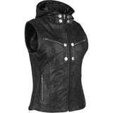 Hells Belles Motorcycle Vest - Women's Black Leather Speed and Strength (Medium)