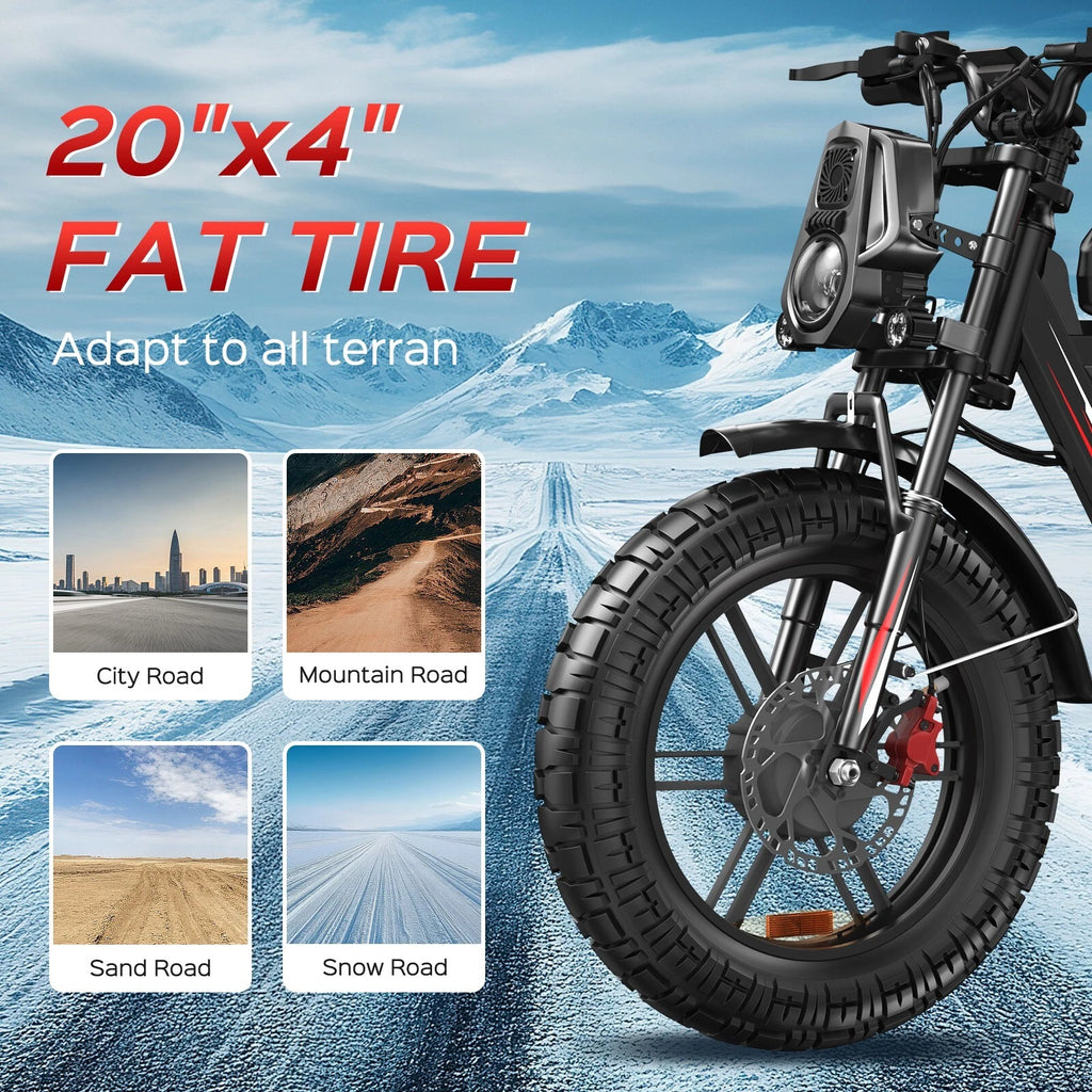 WO18 Electric Bike Dual Motor 2000W 34MPH Speed 48V 25AH Full Suspension 50-60KM