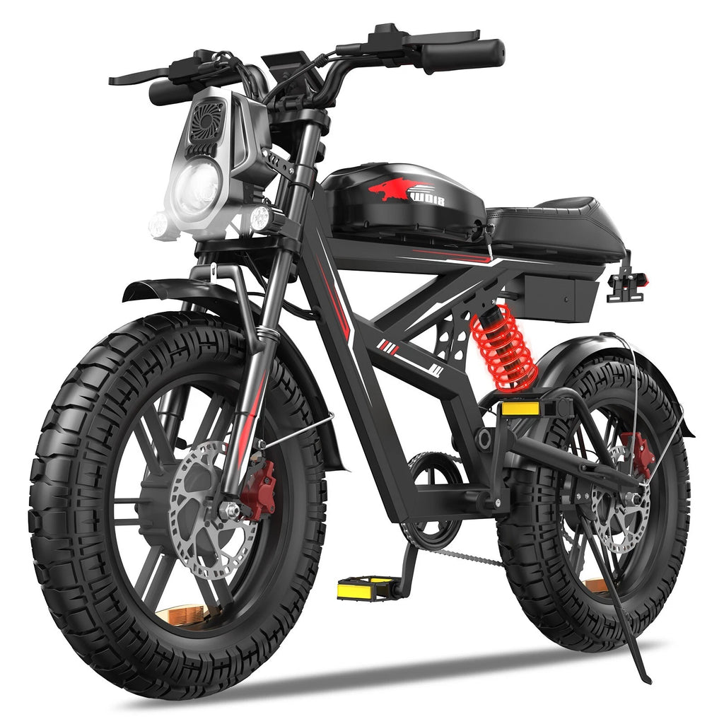 WO18 Electric Bike Dual Motor 2000W 34MPH Speed 48V 25AH Full Suspension 50-60KM